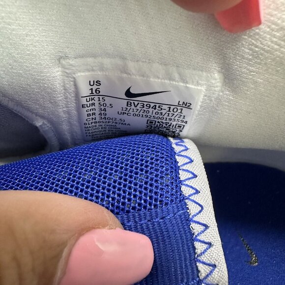 Nike Alpha Menace Pro 2 Mid White Blue Men's size 16 Football Cleats - Picture 8 of 8